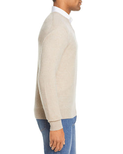 The Men's Store Cashmere V-neck Sweater Oatmeal thumbnail 4