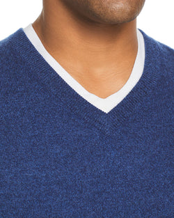 The Men's Store Cashmere V-neck Sweater Ocean Blue thumbnail 3