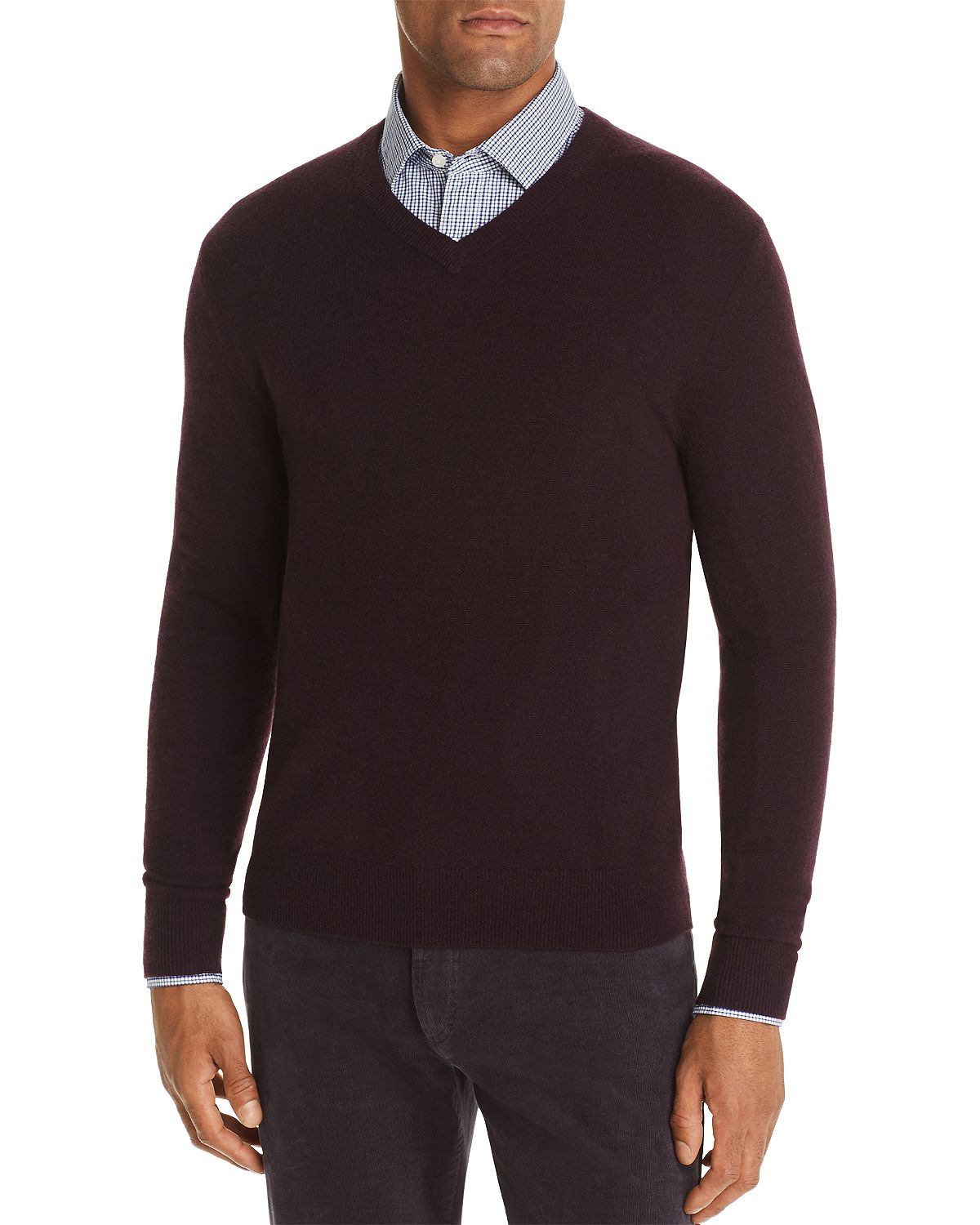 The Men's Store Cashmere V-neck Sweater Raisin