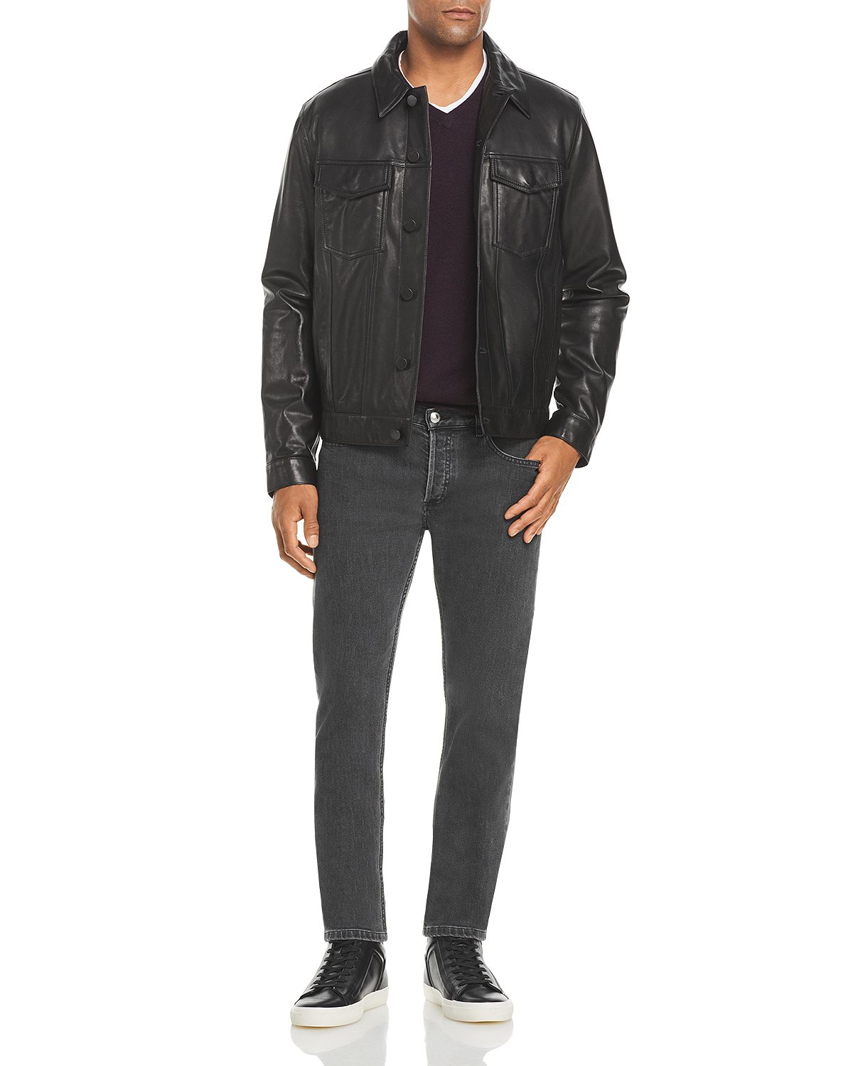 The Men's Store Cashmere V-neck Sweater Raisin