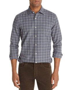 The Men's Store Check Print Classic Fit Flannel Shirt Blue / Gray thumbnail 1