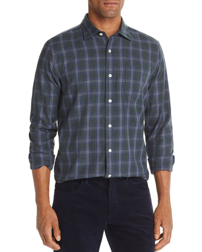 The Men's Store Check-print Classic Fit Shirt Gray Navy