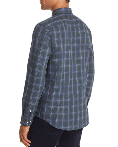 The Men's Store Check-print Classic Fit Shirt Gray Navy