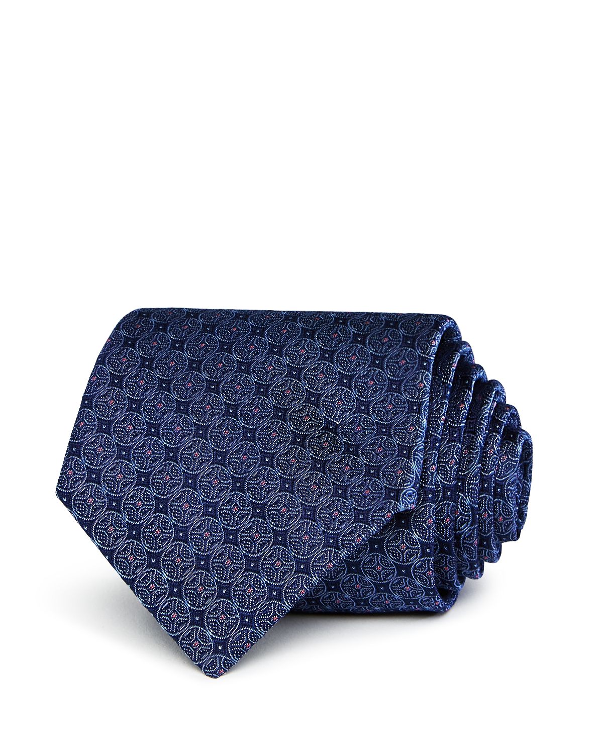 The Men's Store Circle-pattern Silk Classic Tie Navy