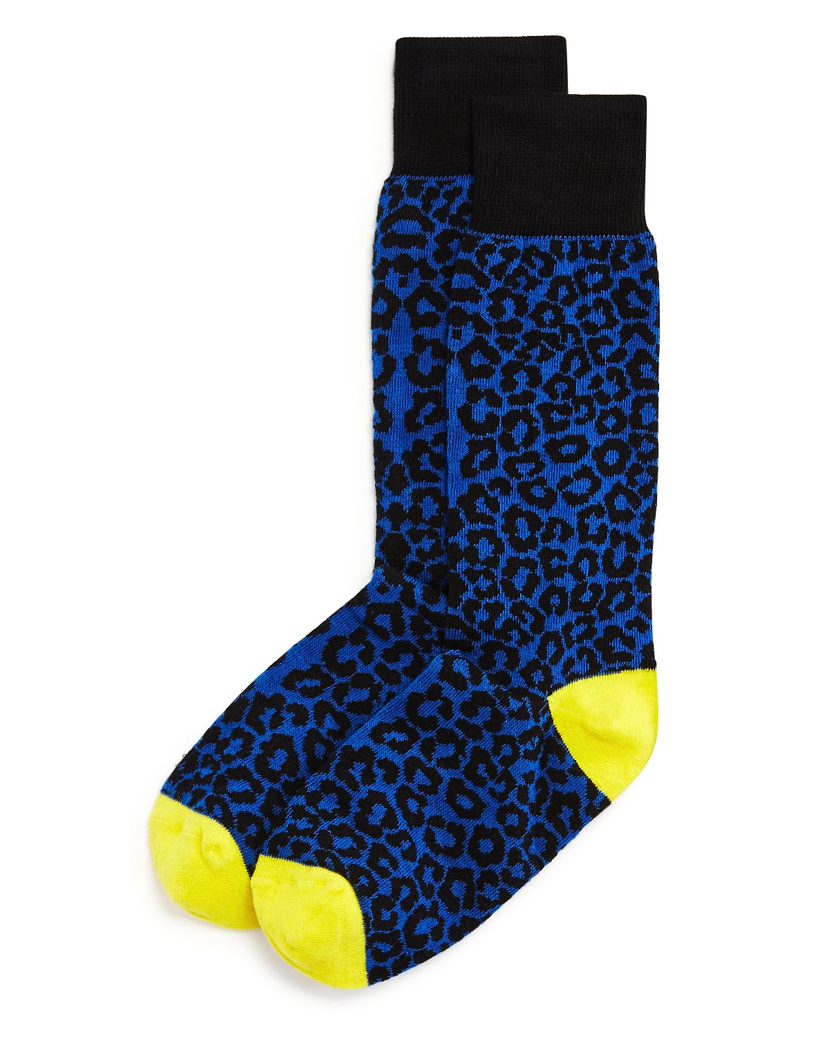 The Men's Store Color-block Cheetah Socks Black/Blue