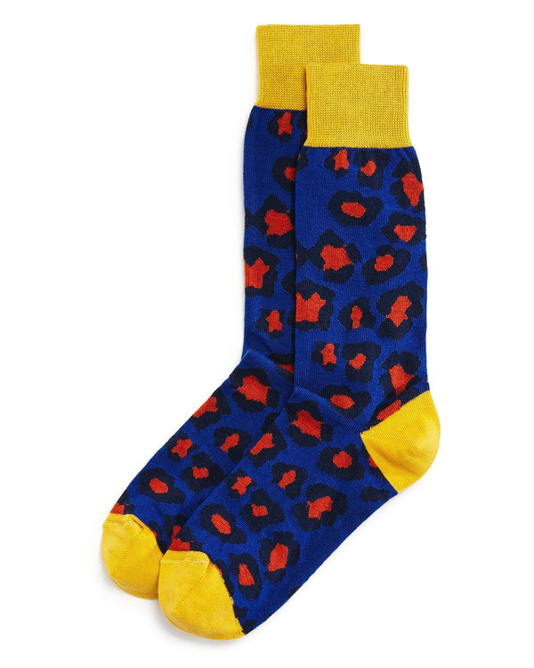The Men's Store Color-block Leopard Socks Gold/Blue