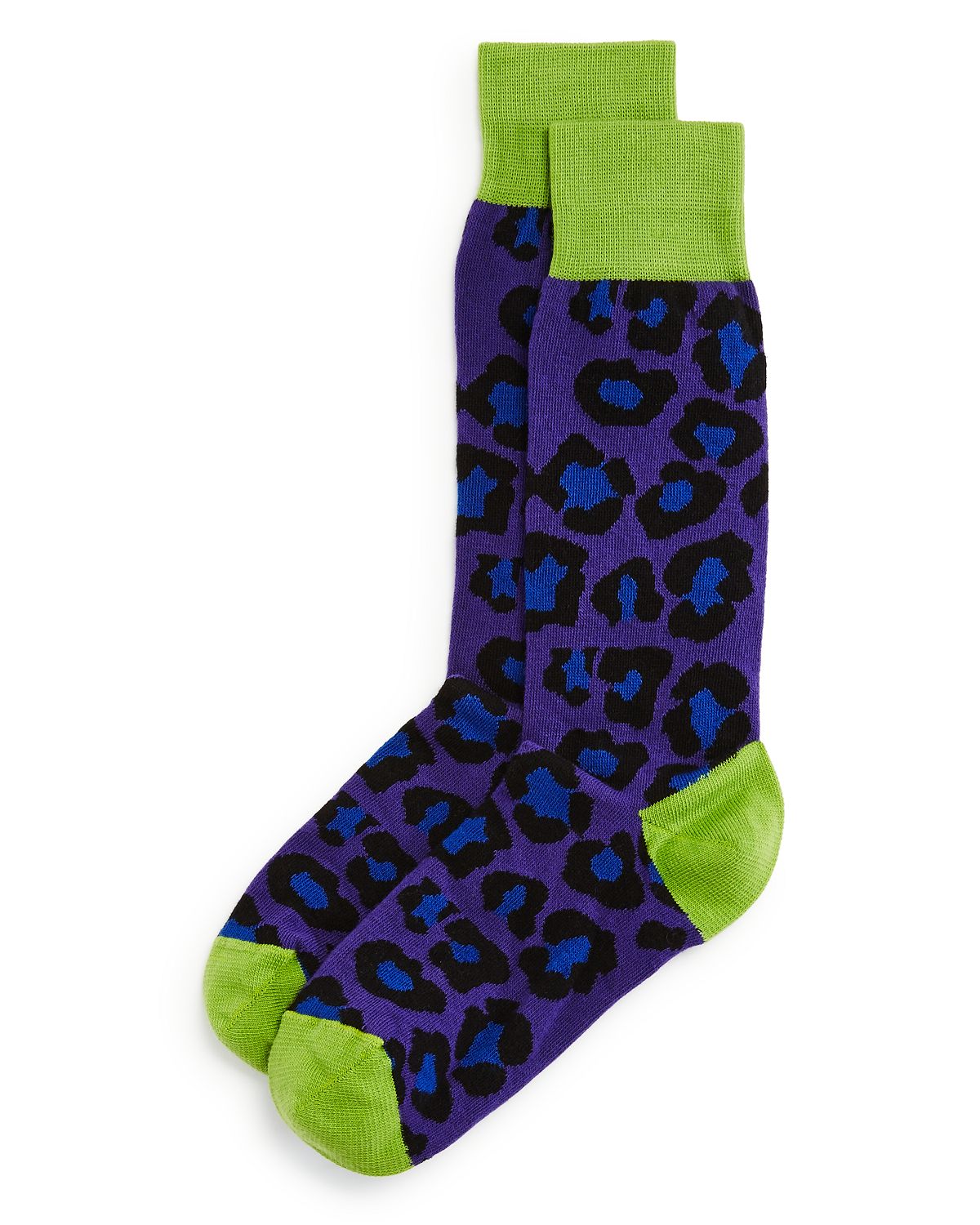 The Men's Store Color-block Leopard Socks Green/Purple