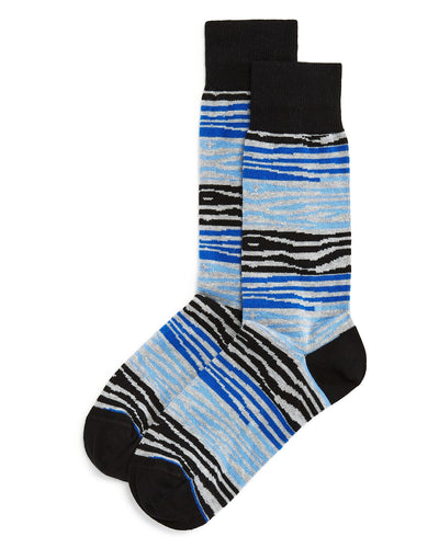 The Men's Store Color-block Zebra Socks Black/Blue/Gray
