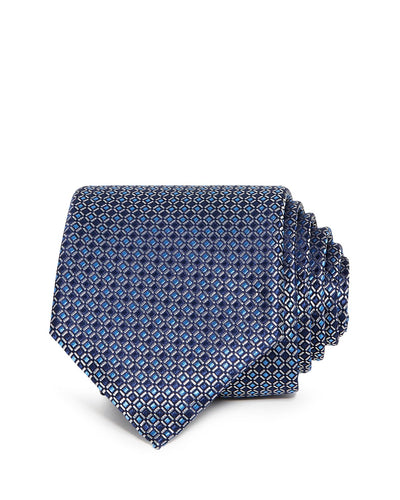 The Men's Store Dalton Micro Grid Silk Classic Tie Navy