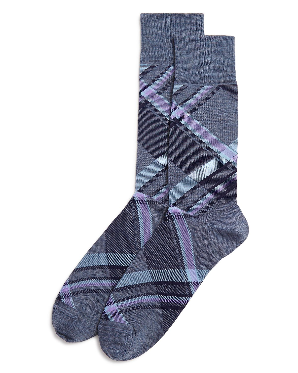 The Men's Store Diagonal Plaid Socks Denim