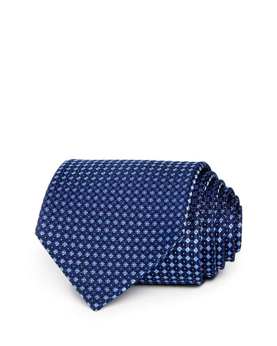 The Men's Store Diamond Grid Silk Classic Tie Navy/Blue