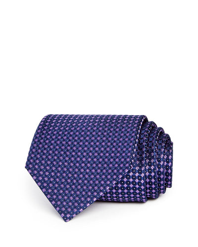 The Men's Store Diamond Grid Silk Classic Tie Navy/Purple