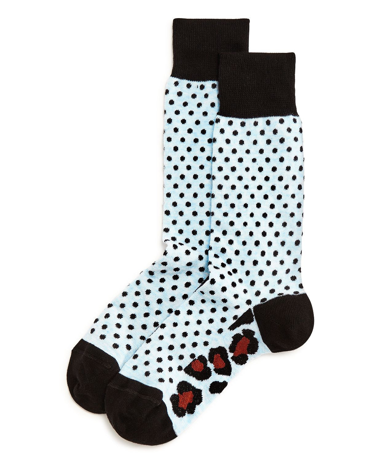 The Men's Store Dots & Leopard Print Socks Black