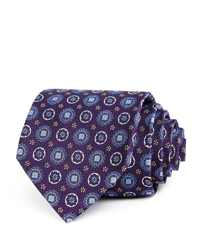 The Men's Store Floral Medallion Silk Classic Tie Purple/blue