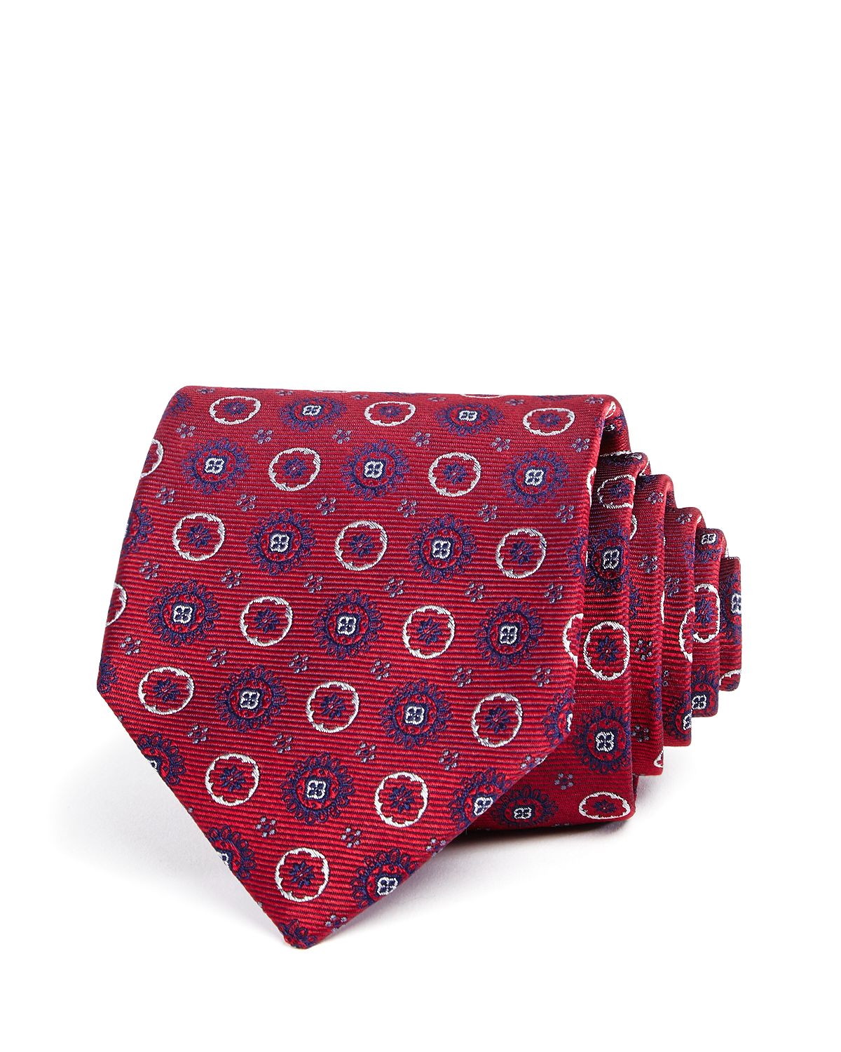 The Men's Store Floral Medallion Silk Classic Tie Red/Navy