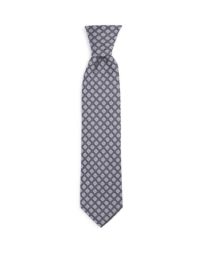 The Men's Store Florette Woven Silk Classic Tie Charcoal