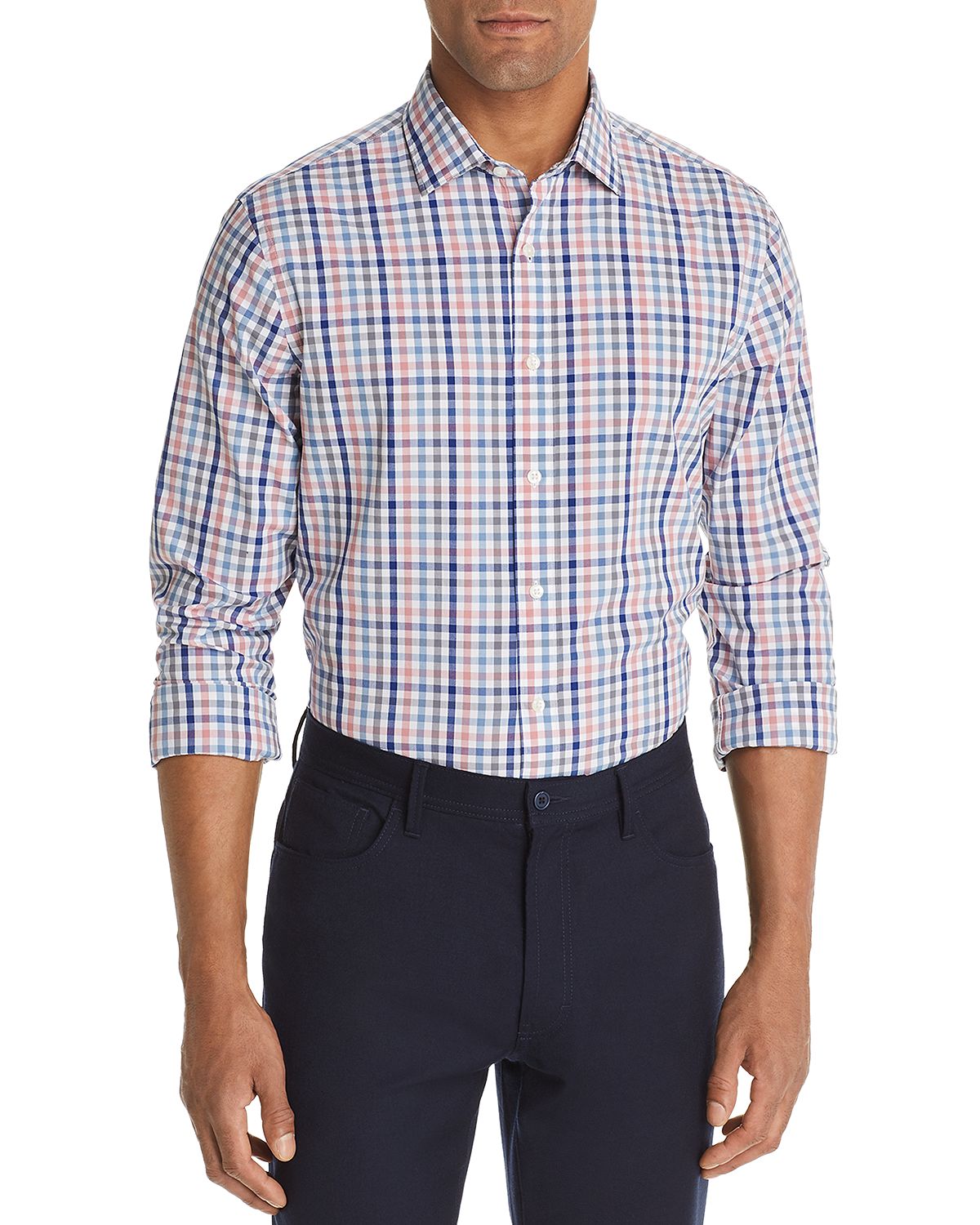 The Men's Store Four-color Check-print Classic Fit Shirt Dusty Rose