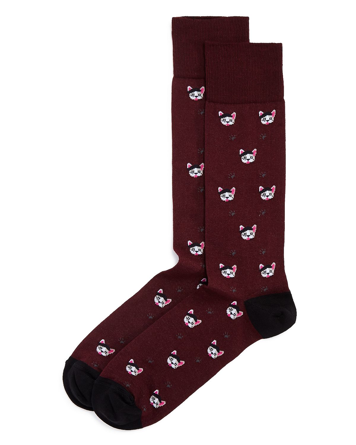 The Men's Store Frenchie Dogs Socks Burgundy