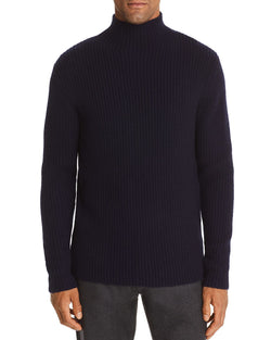 The Men's Store Funnel-neck Fisherman-rib Sweater Navy Blue thumbnail 1