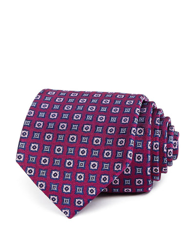 The Men's Store Geometric Medallion Silk Classic Tie Berry/Pink