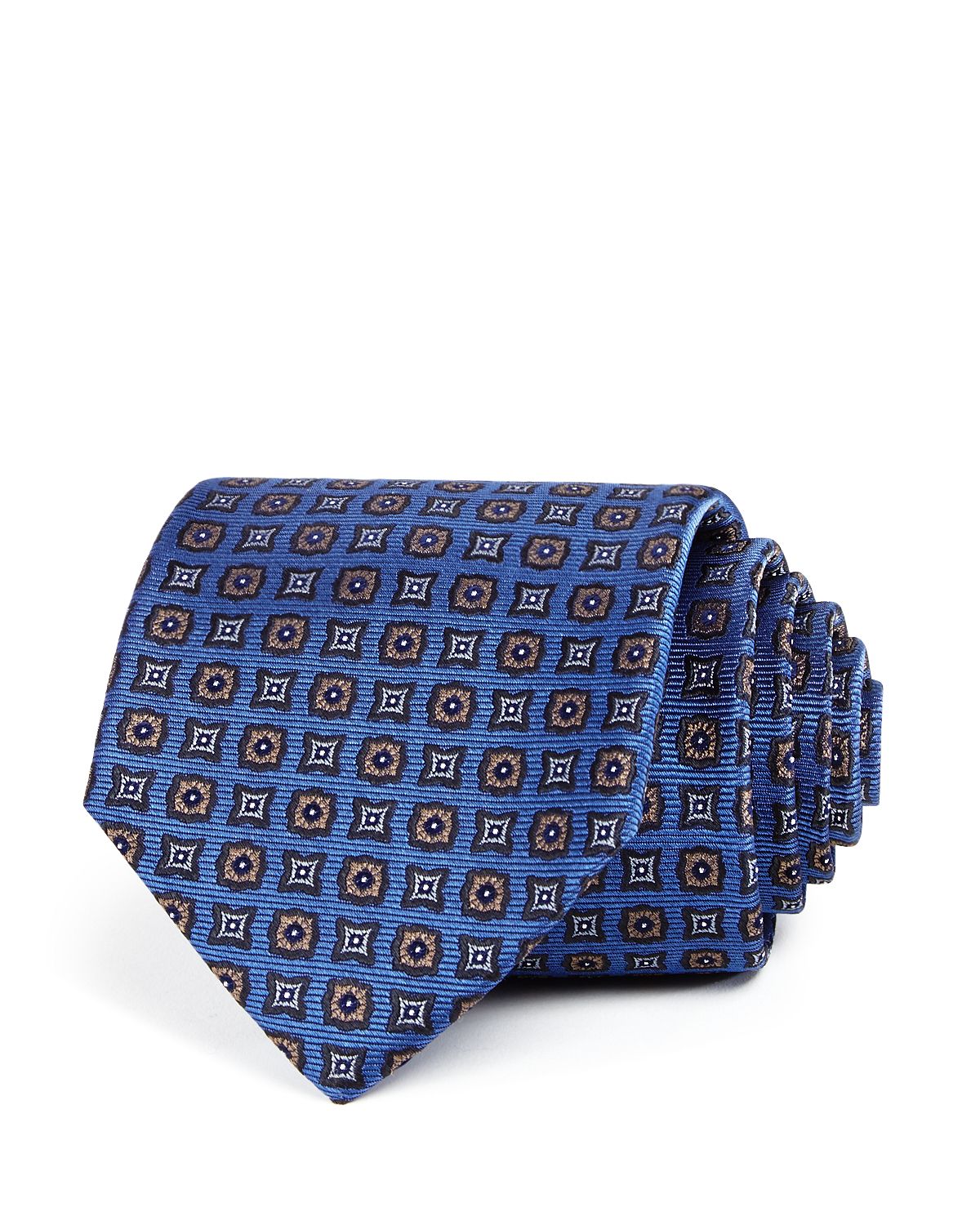 The Men's Store Geometric Medallion Silk Classic Tie Medium Blue