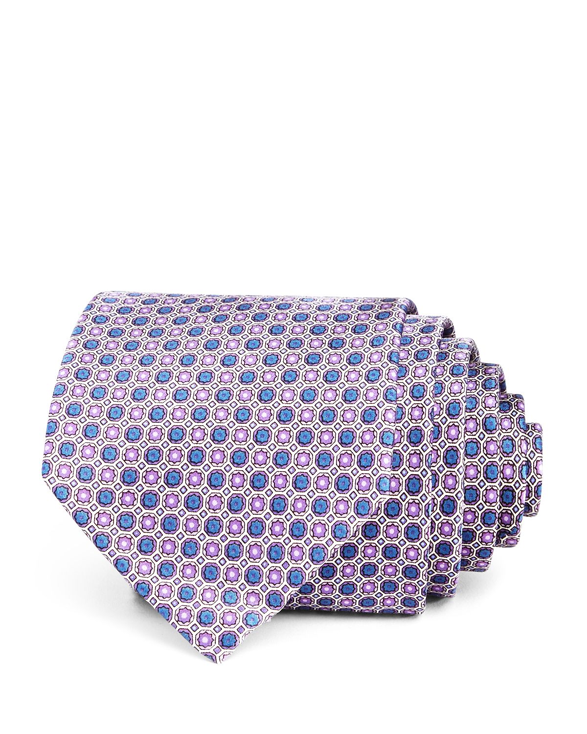 The Men's Store Geometric Neat Silk Classic Tie Lilac