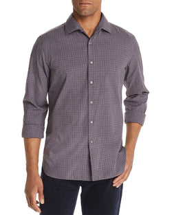 The Men's Store Gingham Classic Fit Shirt Gray thumbnail 1