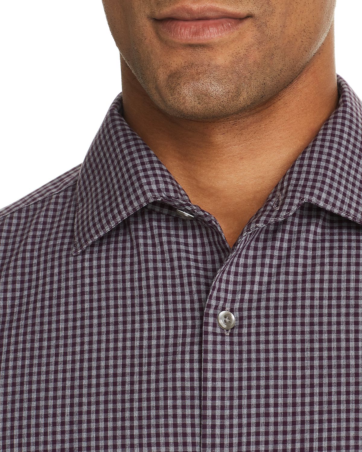 The Men's Store Gingham Classic Fit Shirt Gray