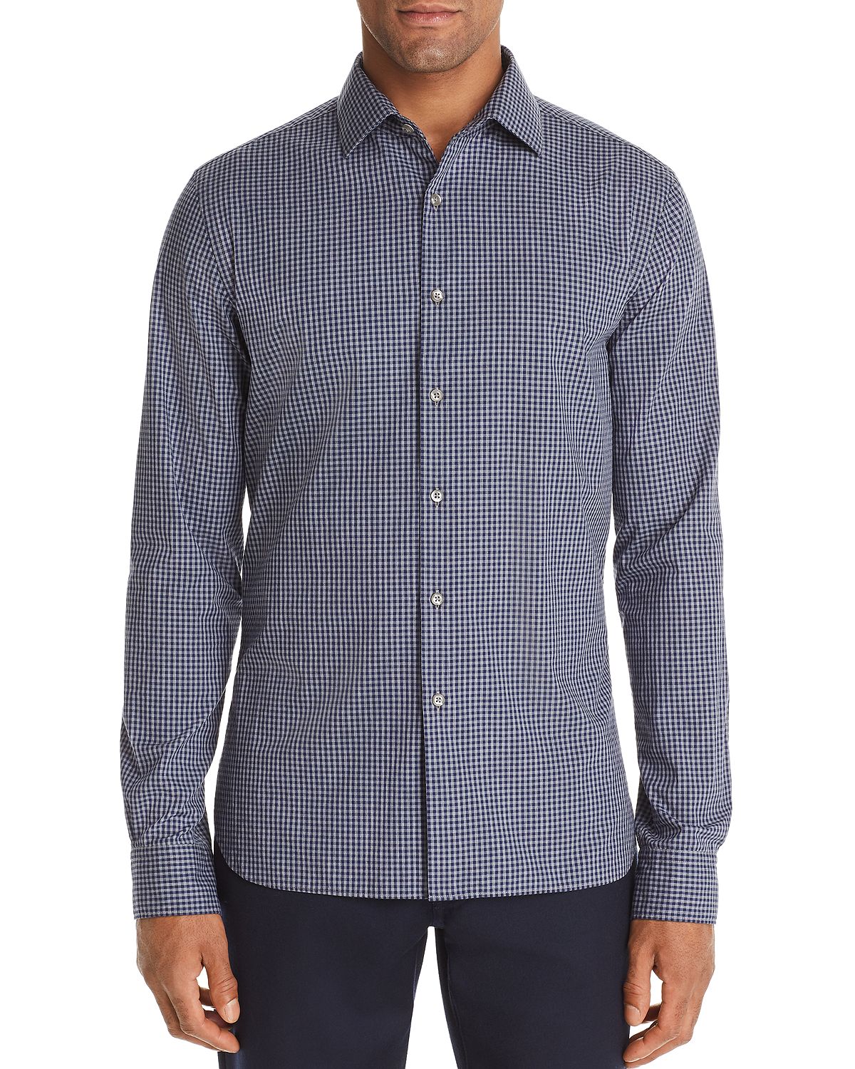 The Men's Store Gingham Classic Fit Shirt Navy