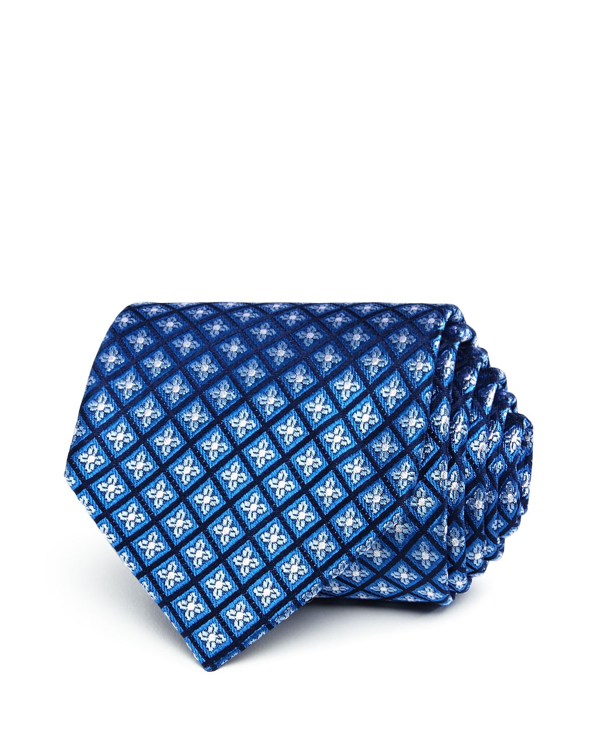 The Men's Store Grid Florette Neat Classic Tie Navy/Blue