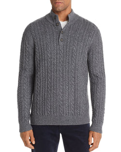 The Men's Store Half-button Cable Sweater Gray Navy Twist thumbnail 1