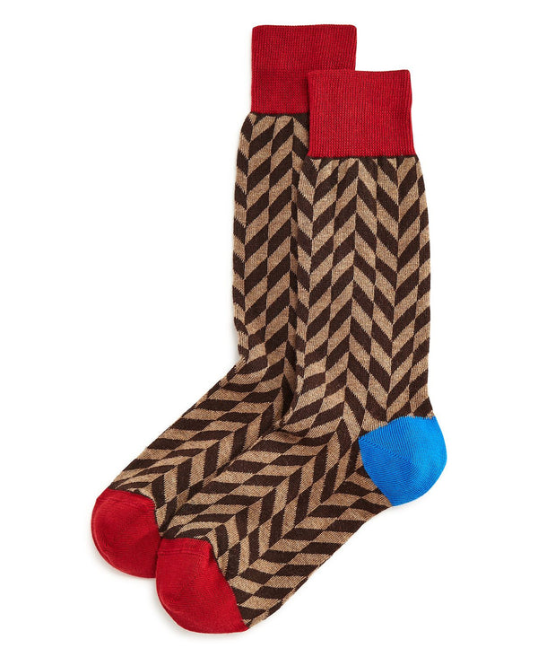 The Men's Store Herringbone Socks Fire Red