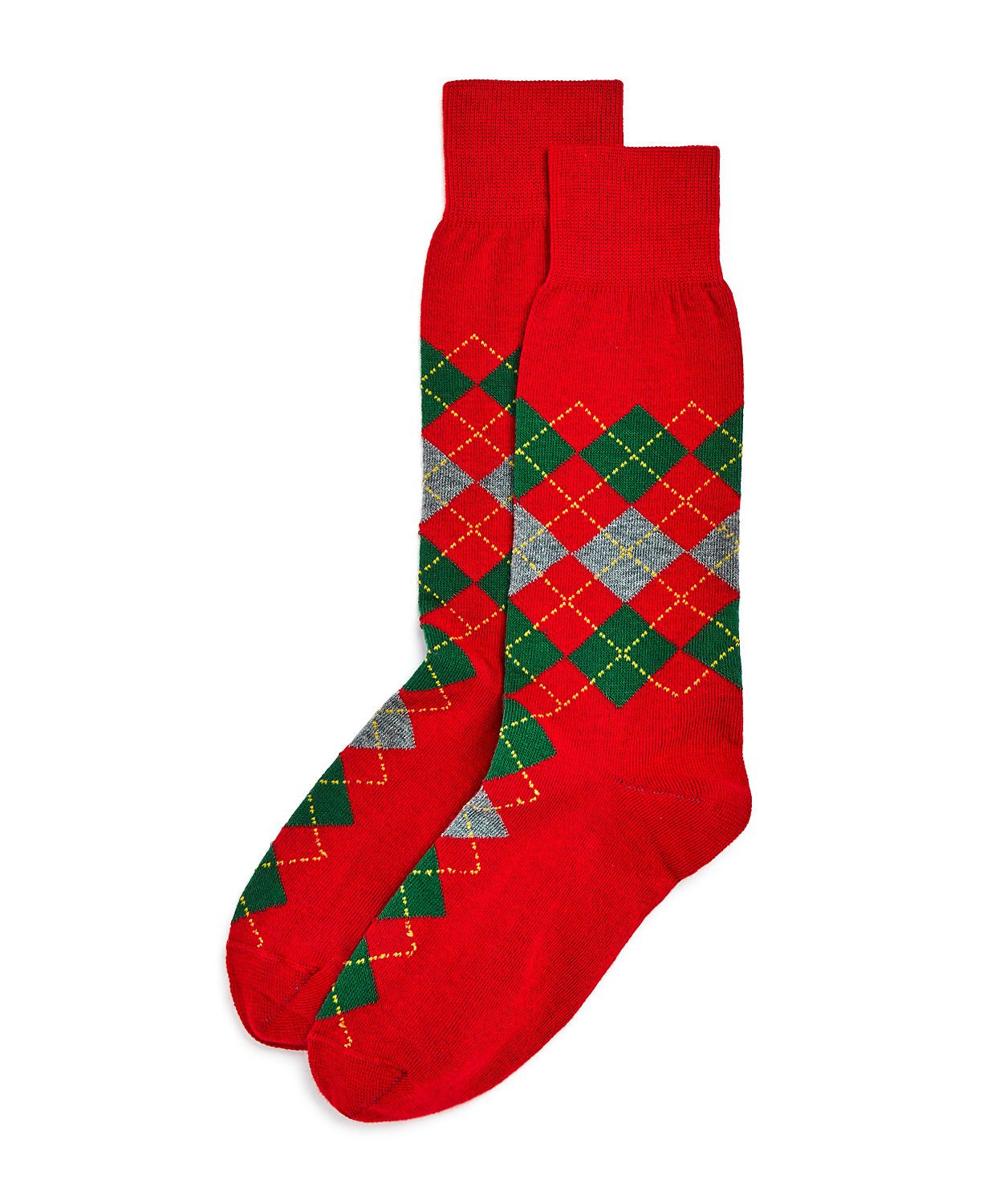 The Men's Store Holiday Argyle Socks Fire Red