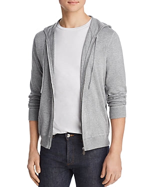 The Men's Store Leather-Accented Knit Hoodie Grey