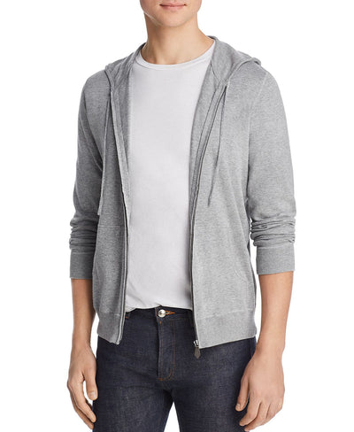 The Men's Store Leather-accented Knit Hoodie Medium Heather Gray