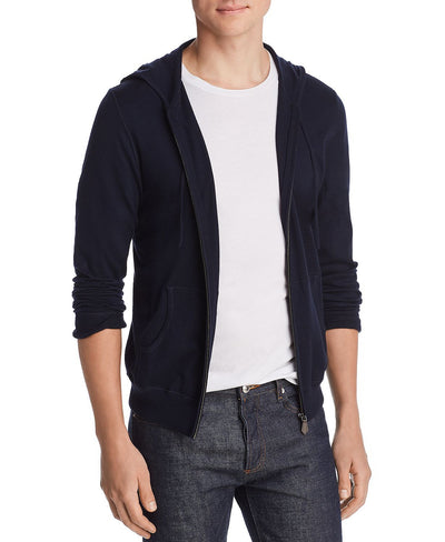 The Men's Store Leather-accented Knit Hoodie True Navy