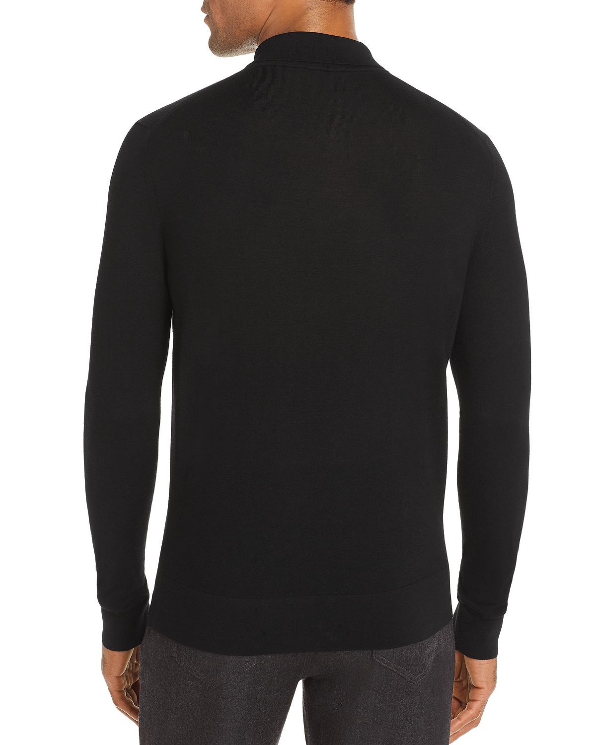 The Men's Store Long-sleeve Knit Classic Fit Polo Shirt Black