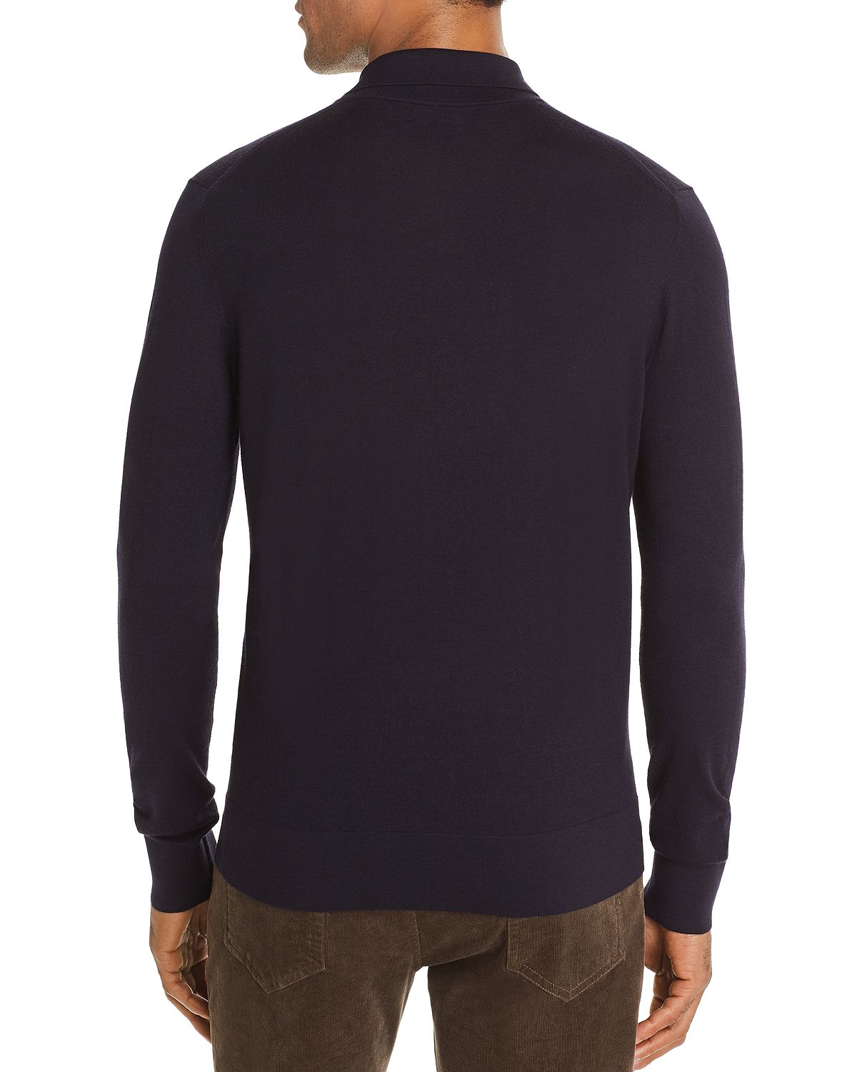 The Men's Store Long-sleeve Knit Classic Fit Polo Shirt Navy