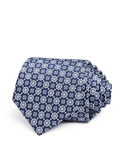 The Men's Store Medallion Classic Tie Navy/Blue