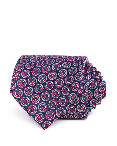 The Men's Store Medallions Silk Classic Tie Blue/Red