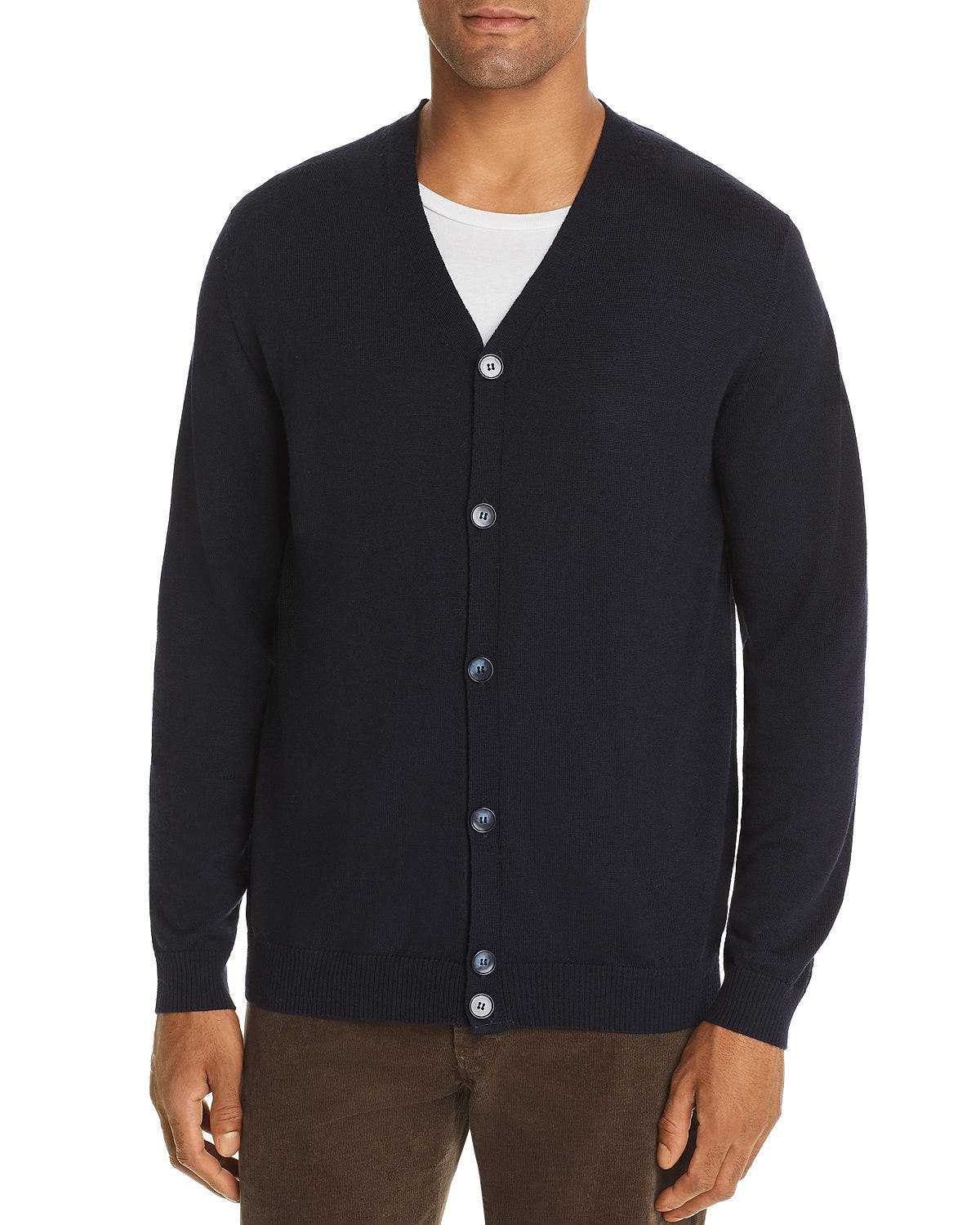 The Men's Store Merino Wool Cardigan Navy
