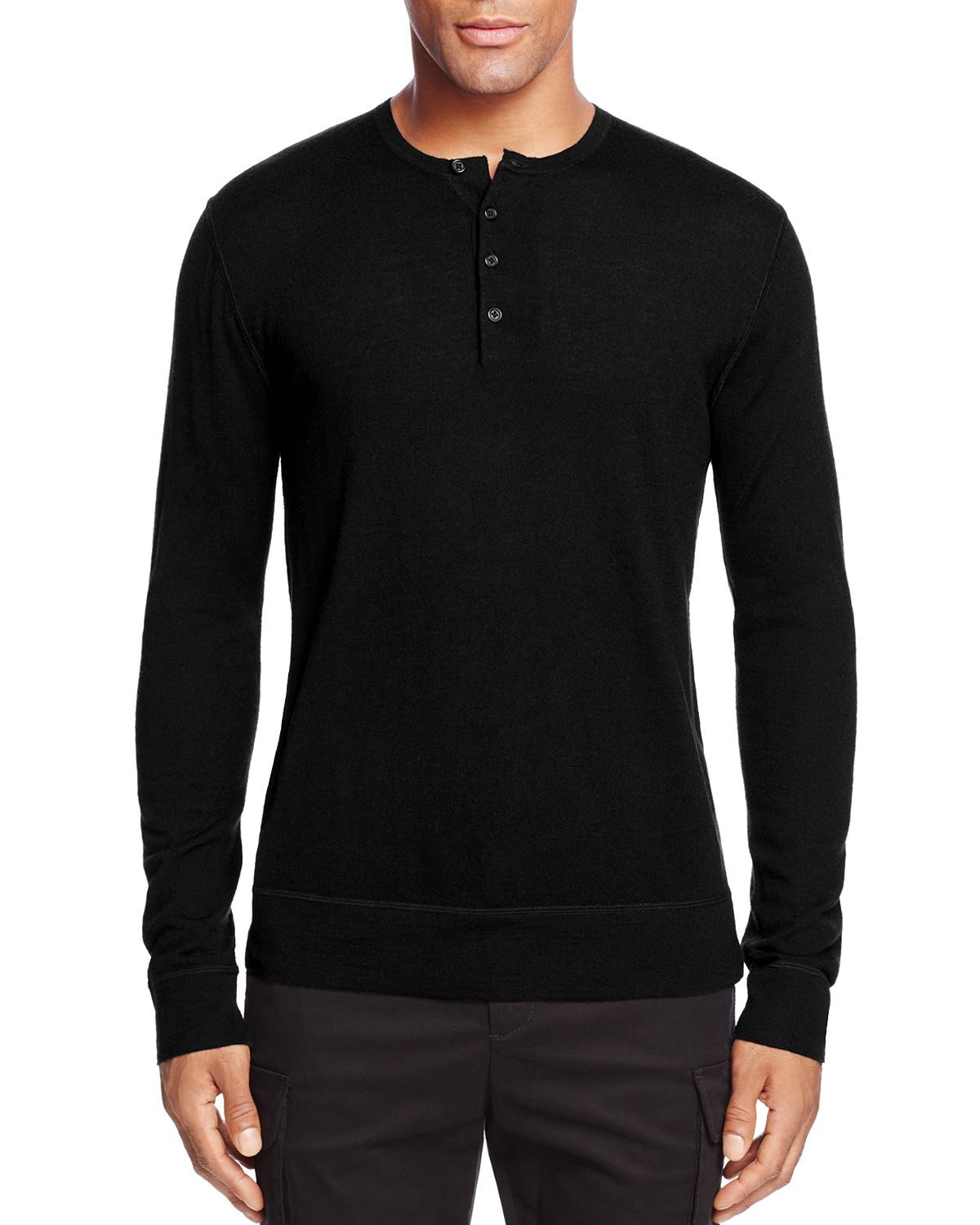 The Men's Store Merino Wool Henley Black