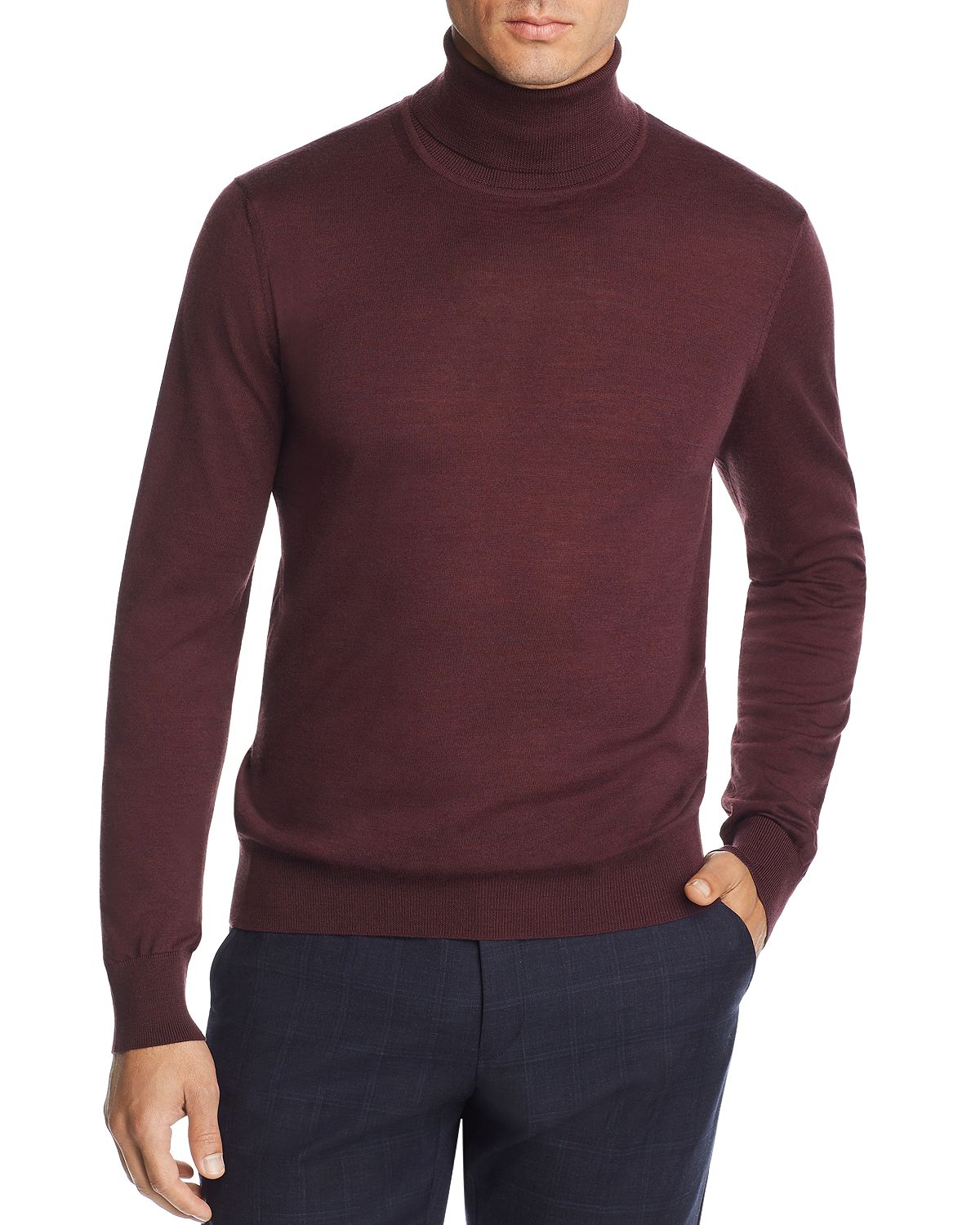 The Men's Store Merino Wool Turtleneck Sweater Raisin