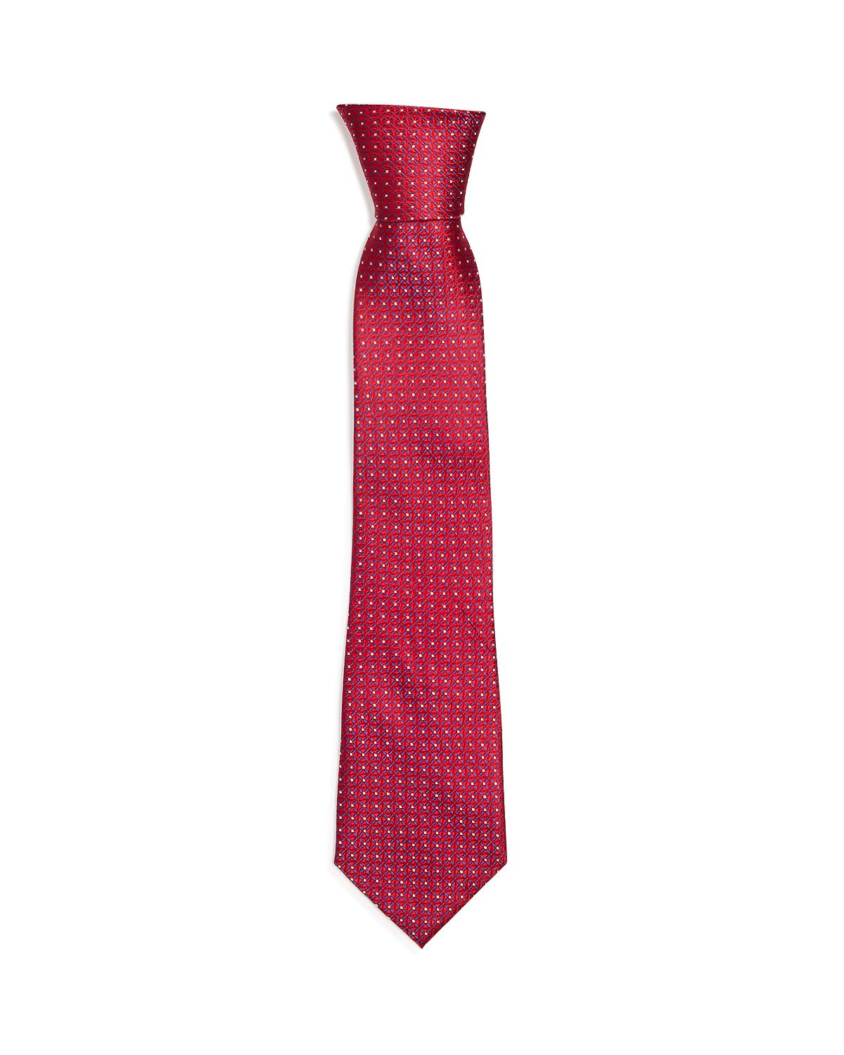 The Men's Store Micro Grid Silk Classic Tie Red