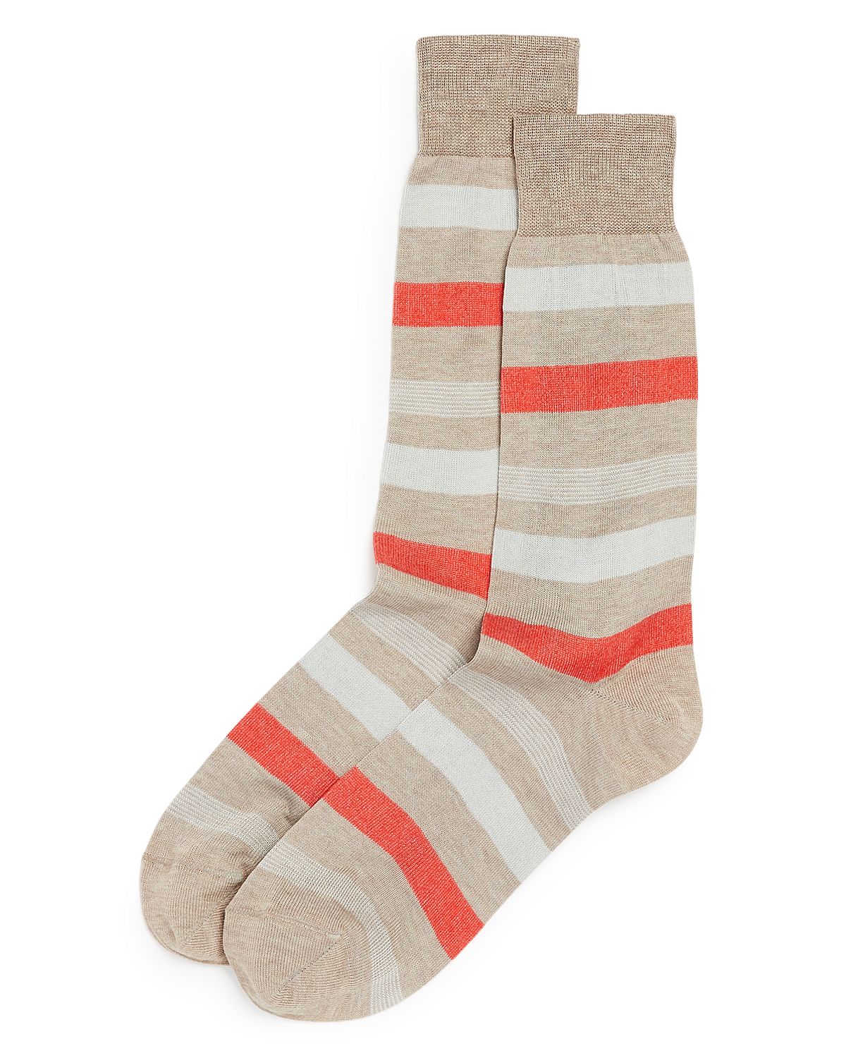 The Men's Store Mille Righe Cotton-blend Rugby Stripe Crew Socks Taupe