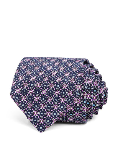 The Men's Store Mini Medallion Silk Classic Tie Navy/Purple