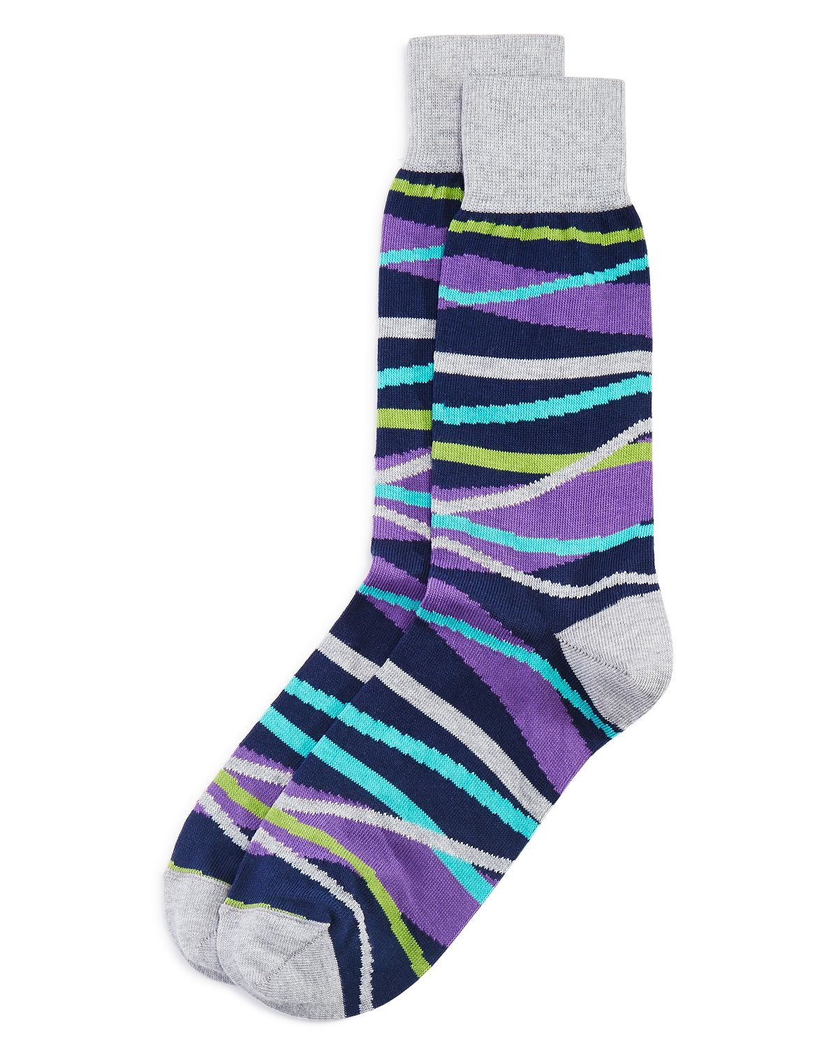 The Men's Store Modern Striped Socks Gray/blue/purple
