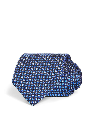 The Men's Store Multi Dot Silk Classic Tie Navy Blue