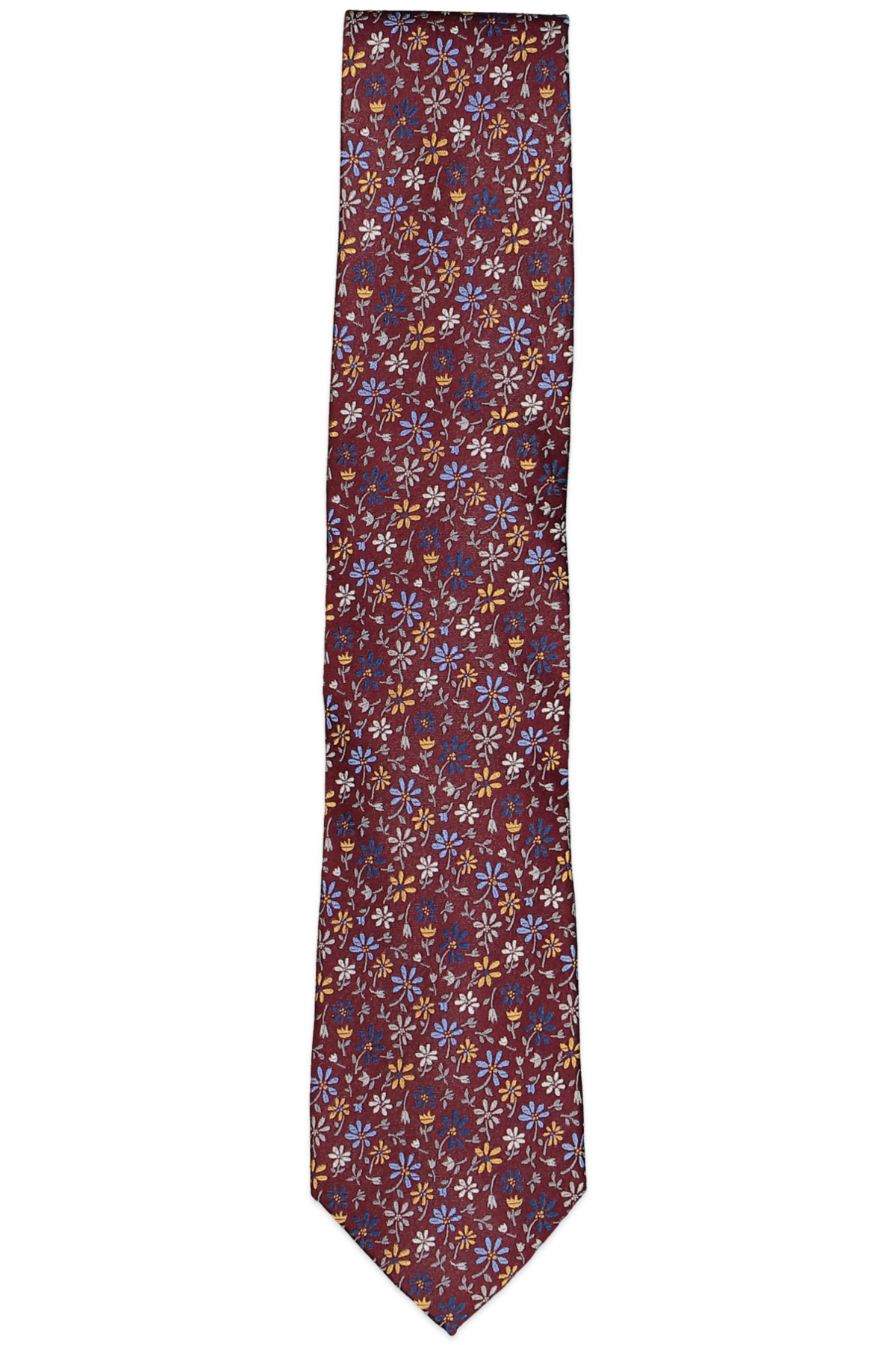 The Men's Store Multi Floral Silk Classic Tie Burgundy
