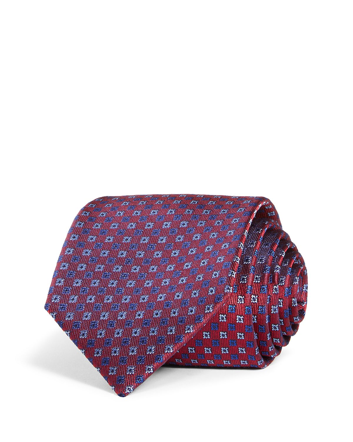 The Men's Store Neat Repeating Square Woven Silk Classic Tie Red
